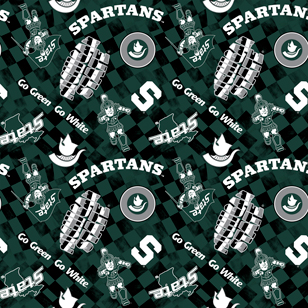 NCAA- Michigan State Green Canvas Duck Cloth Cotton W43 - 15 Yd Bolt