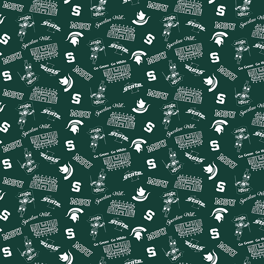 NCAA-Micchigan State Mini Stadium Logo Cotton W43 - 15 Yd Bolt