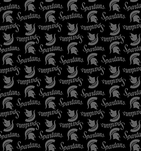 NCAA-Micchigan State Black on Black Mini Packed Cotton W43 - 15 Yd Bolt