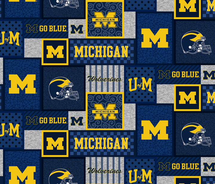 NCAA-Michigan College Patch Fleece W58 - 12 Yd Bolt