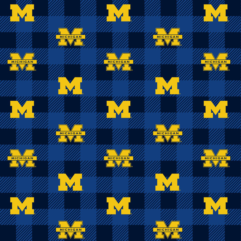 NCAA-Michigan Buffalo Plaid Fleece W58 - 12 Yd Bolt