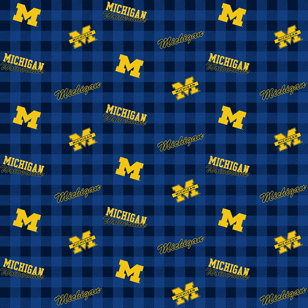 NCAA-Michigan Buffalo Plaid Sm Cotton W43 - 15 Yd Bolt