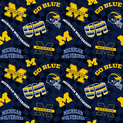 NCAA-Michigan Check AlloverCotton W43 - 15 Yd Bolt