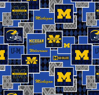 NCAA-Michigan Argyle BoxesCotton W43 - 15 Yd Bolt