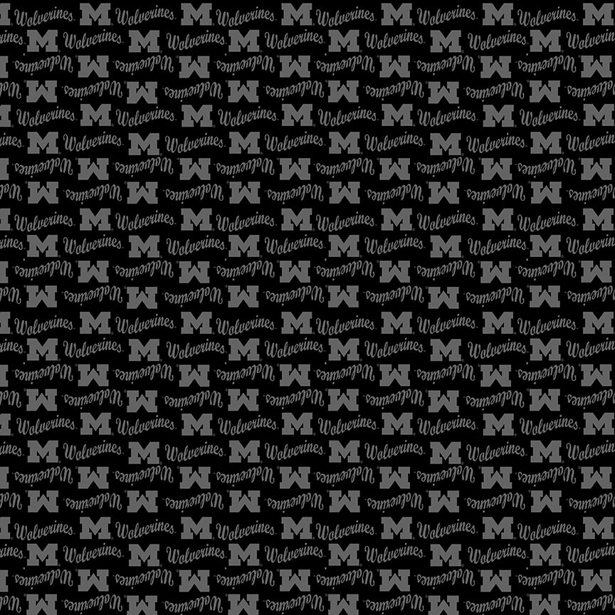 NCAA-Michigan Black on Black Mini Packed Cotton W43 - 15 Yd Bolt
