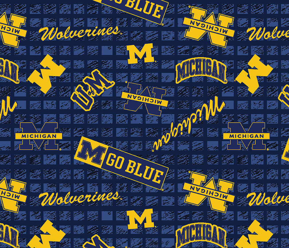 NCAA-Michigan All Over Print Wideback Cotton W108 - 19 Yd Bolt