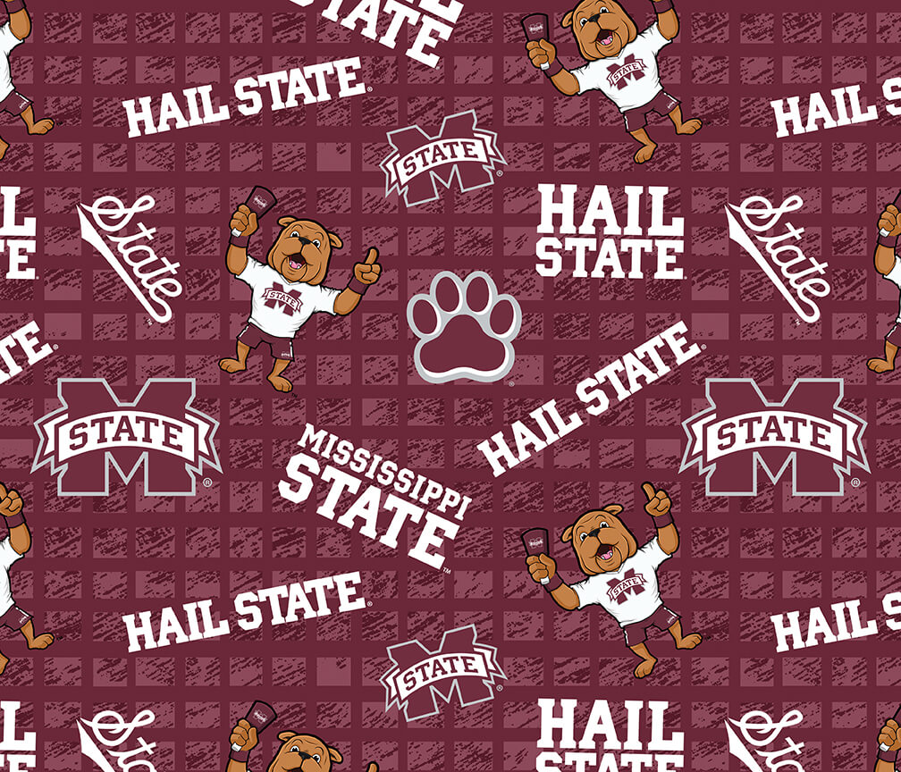 NCAA- Mississippi State Jersey Knit 92% Poly 8% Spandex W58 - 15 Yd Bolt