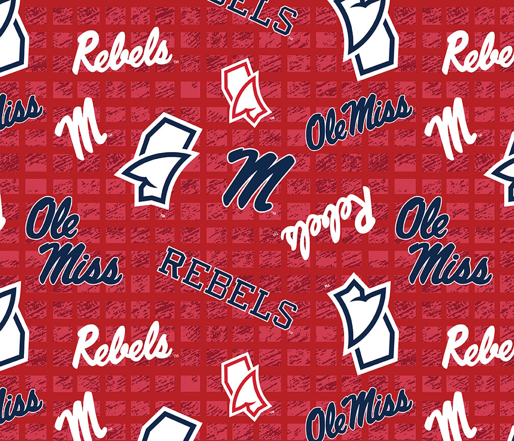 NCAA- Mississippi Jersey Knit 92% Poly 8% Spandex W58 - 15 Yd Bolt