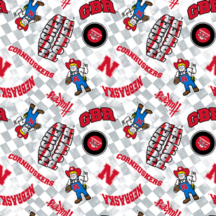 NCAA- Nebraska White Canvas Duck Cloth Cotton W43 - 15 Yd Bolt