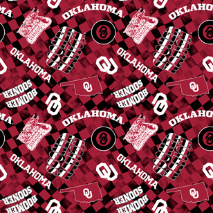 NCAA- Oklahoma Red Canvas Duck Cloth Cotton W43 - 15 Yd Bolt
