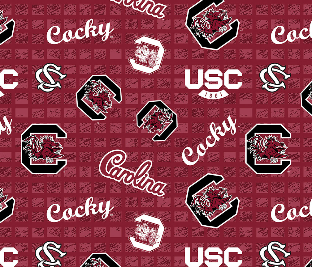 NCAA- South Carolina Jersey Knit 92% Poly 8% Spandex W58 - 15 Yd Bolt