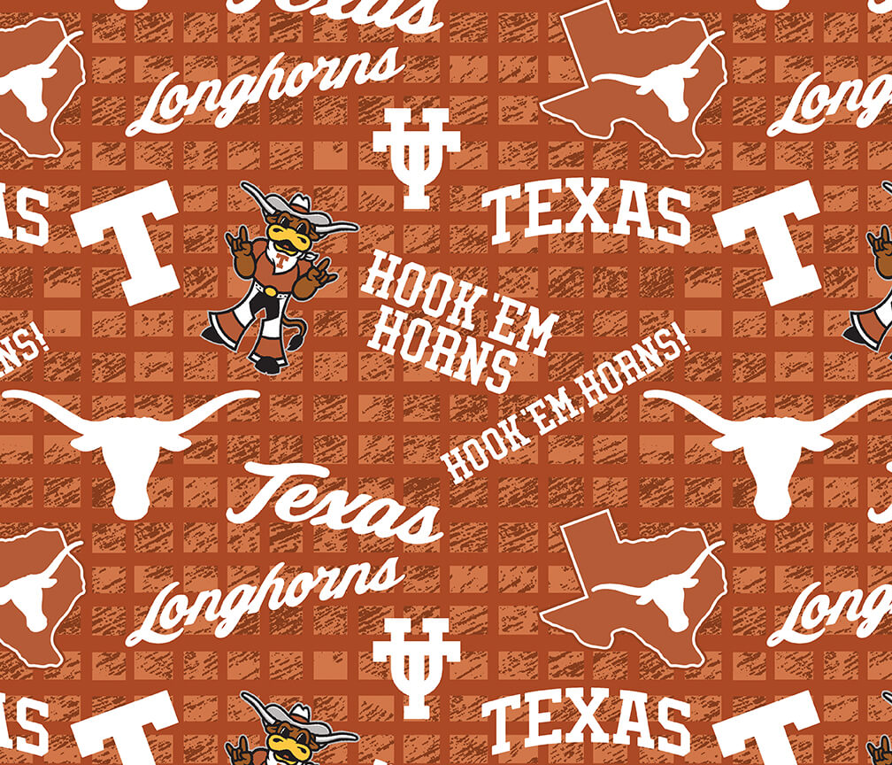 NCAA- Texas All Over Print Wideback Cotton W108 - 19 Yd Bolt