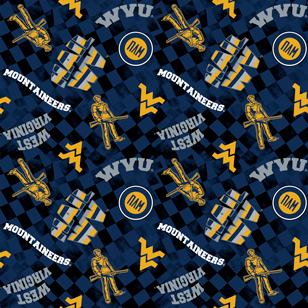 NCAA- West Virginis Blue Canvas Duck Cloth Cotton W43 - 15 Yd Bolt