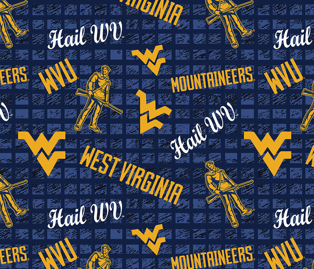 NCAA- West Virginia Jersey Knit 92% Poly 8% Spandex W58 - 15 Yd Bolt