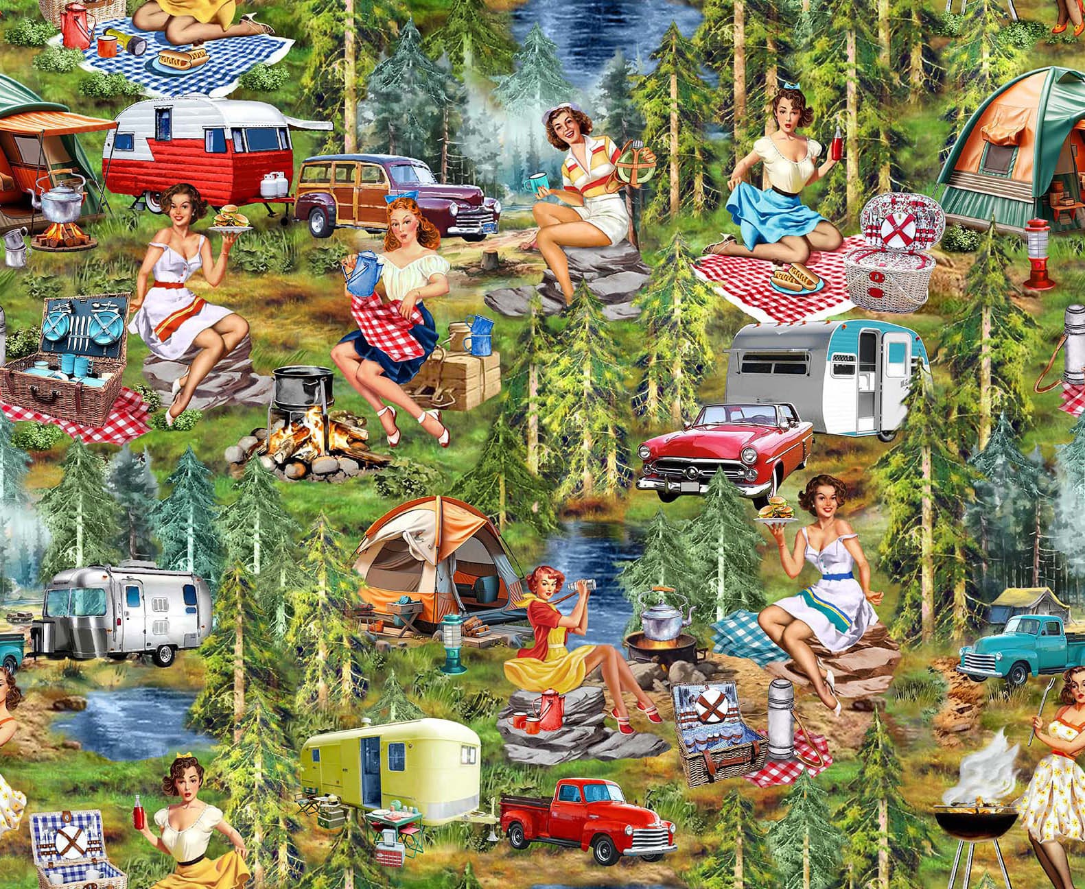 Girls Gone Camping by Michael Miller