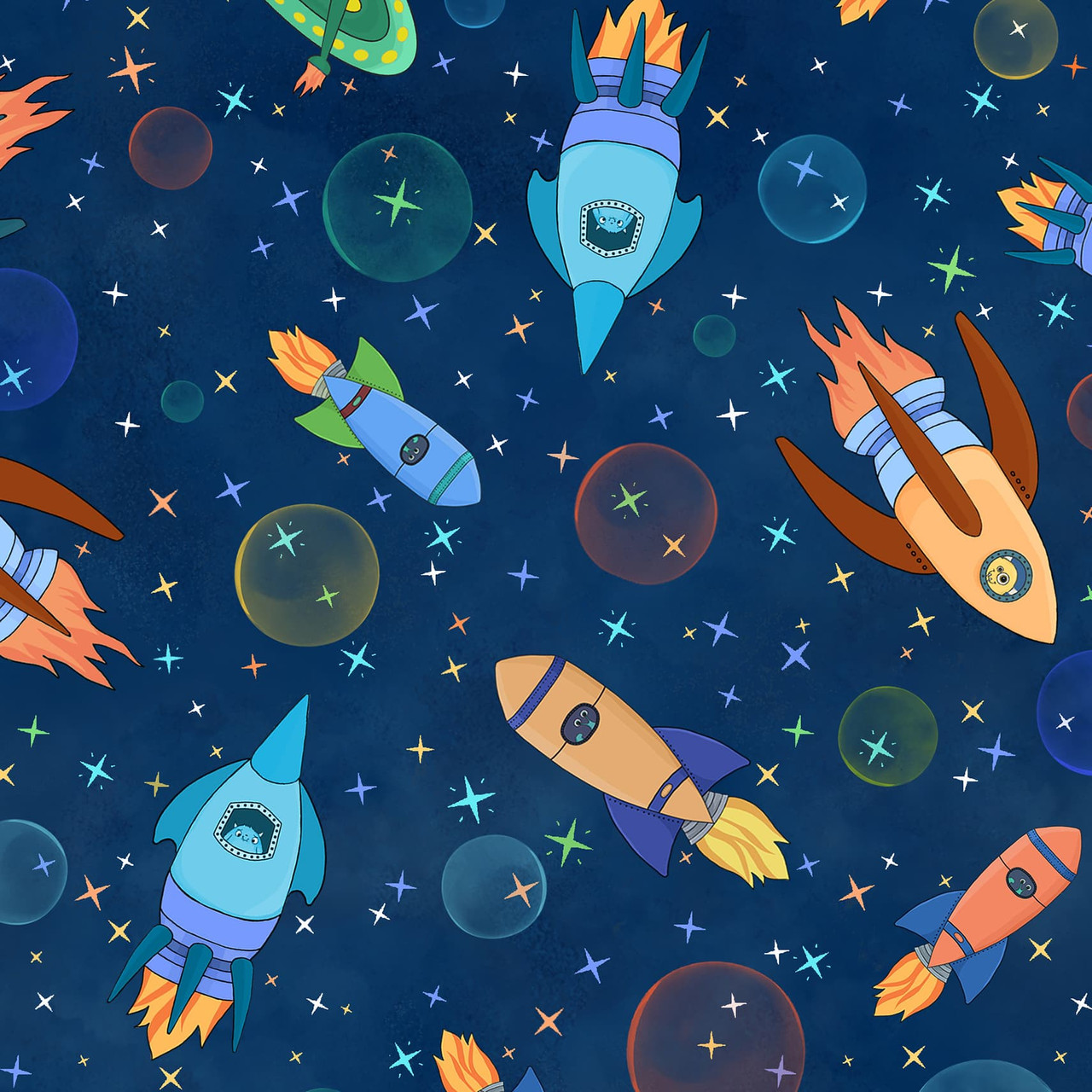 Space Monsters Dark Navy/Multi Maywood Studio