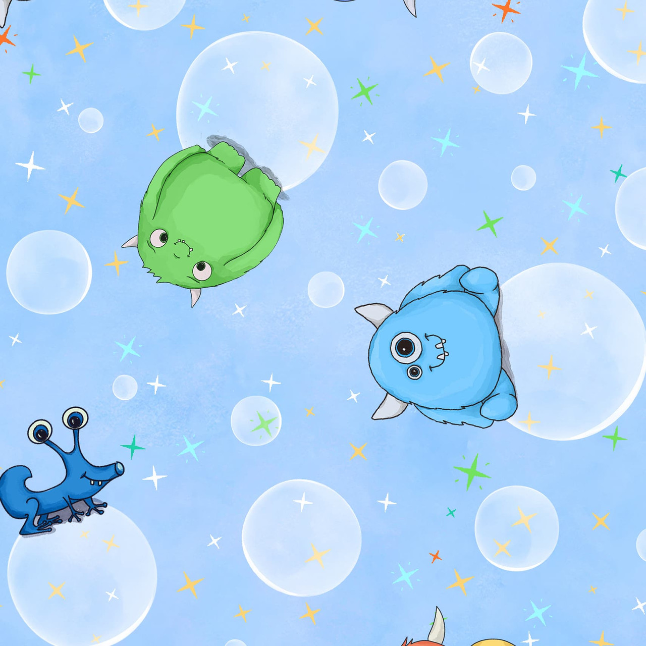 Space Monsters Light Blue Maywood Studio