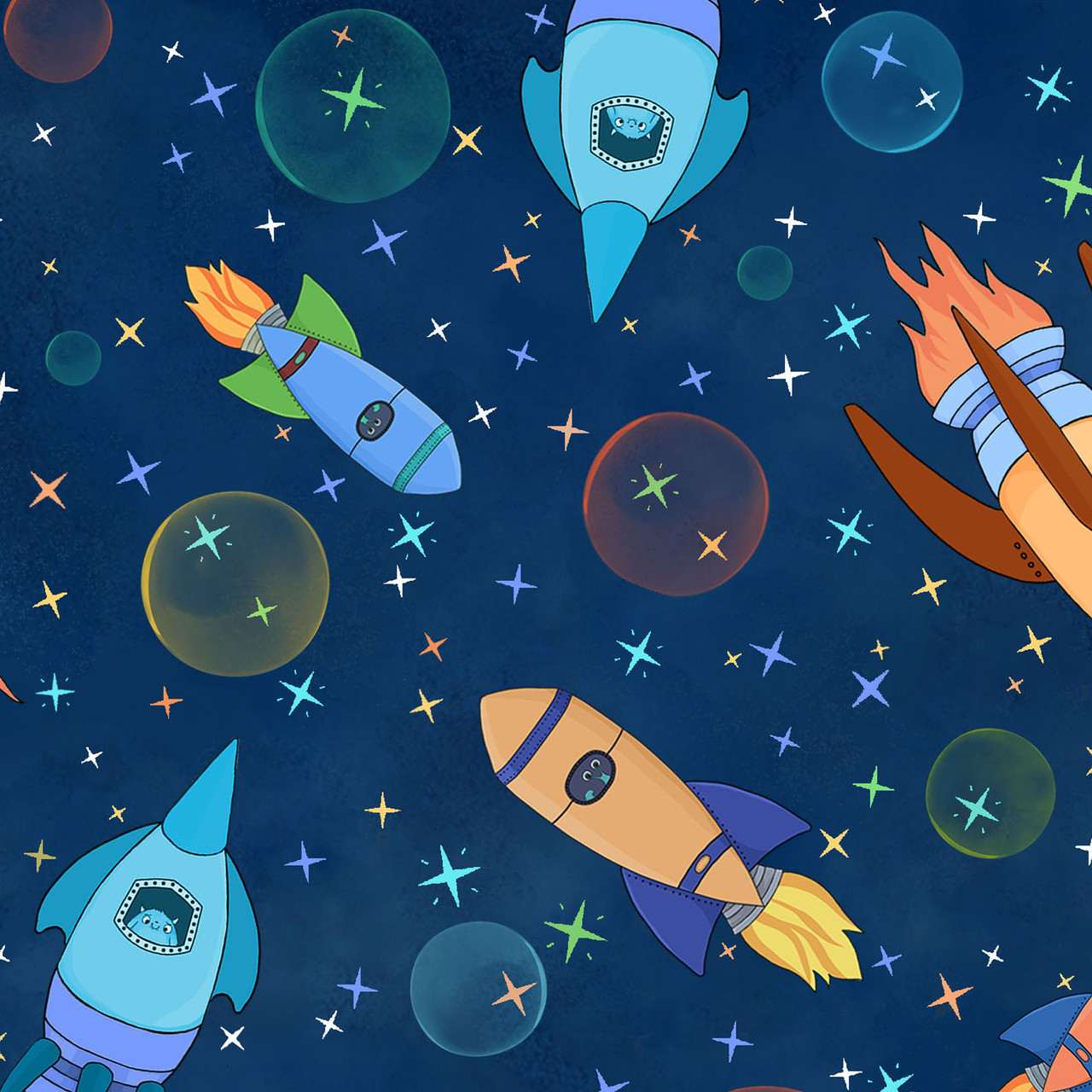 Space Monsters Dark Navy/Multi Maywood Studio