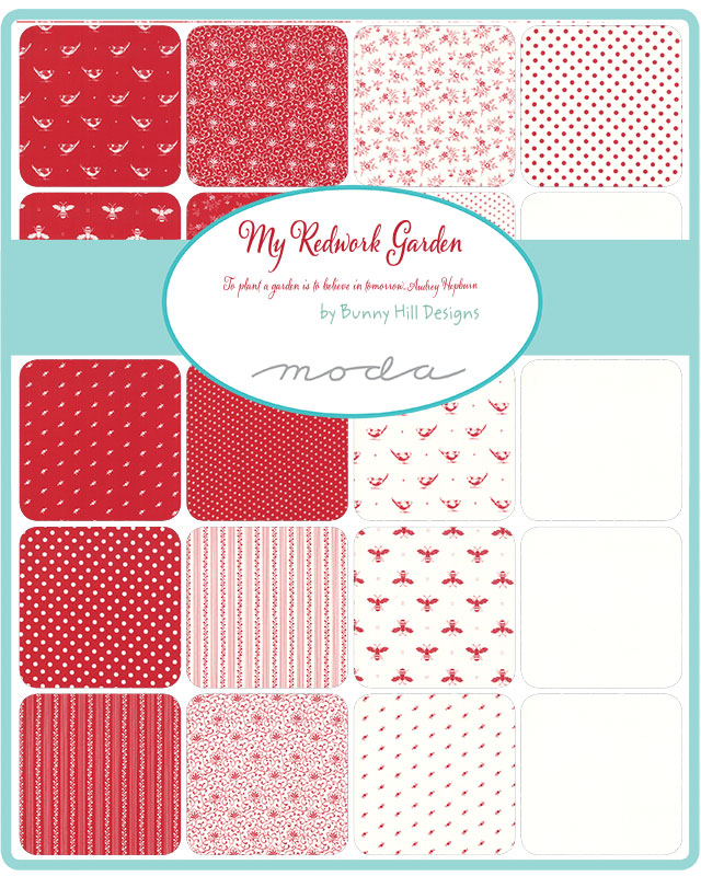 My Redwork Garden fabric collection by Moda Fabrics