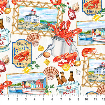 Atlantic Coast Coastal Collage White Multi