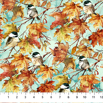 Autumn Breeze Birds Turq Multi