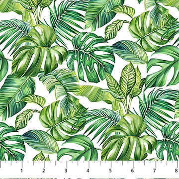 Coastal Breeze Tropical Leaves White/Green