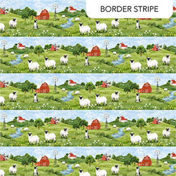 Counting Sheep Border Stripe Green Multi