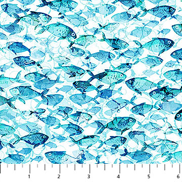 Deep Blue Fish White Multi