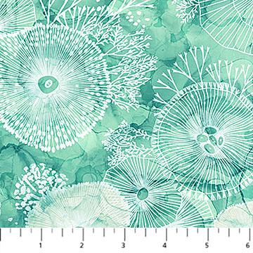Deep Blue Sea Flowers Lt Teal Multi