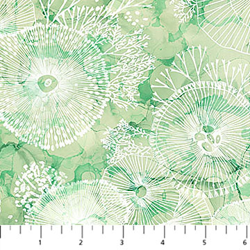 Deep Blue Sea Flowers Lt Green Multi