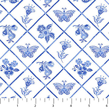 Delft Dynasty Flower Grid White/Blue