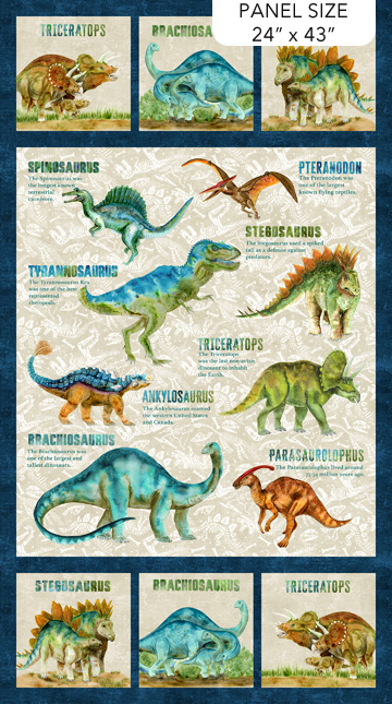 Dino Roar Dino Panel Beige Multi