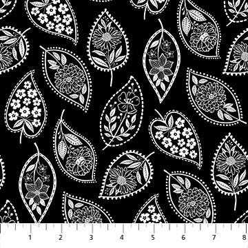 Ebony & Ivory Sylized Leaf Black