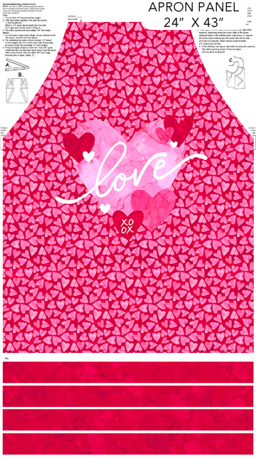 Forever Love Apron Panel Red Multi
