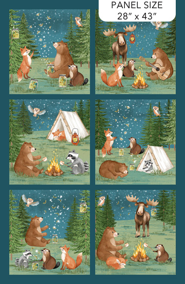 Happy Camper Night Panel Teal Multi