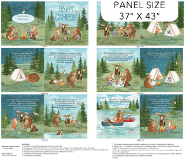 Happy Camper Book Panel Teal Multi