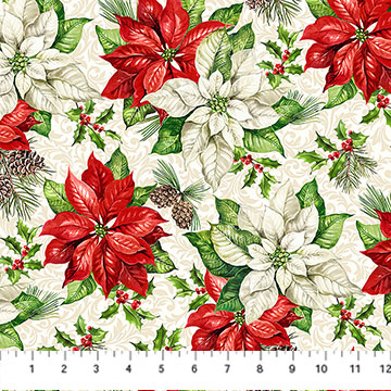 Holiday Joy Open Poinsettia Cream Multi