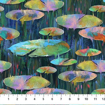 Lotus Lily Pads Dk Green Multi