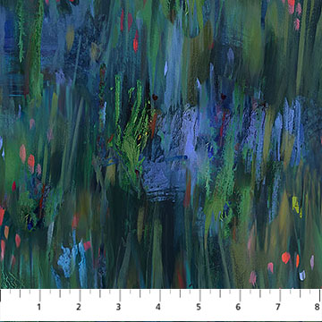 Lotus Lg Brushstrokes Dk Green Multi