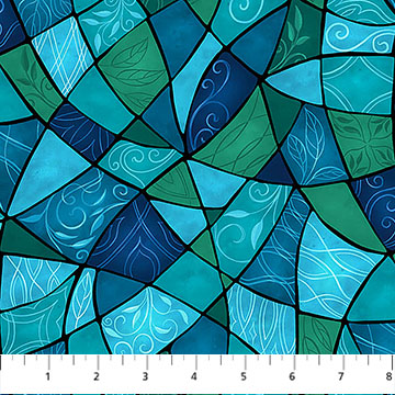 Nativity Stained Glass Teal Blue