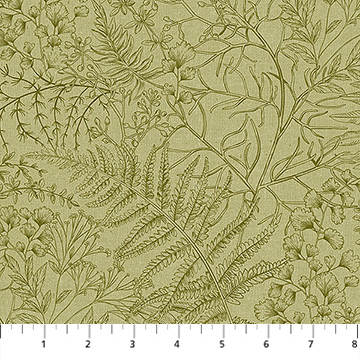 Natural Elements Toile Leaves Lt Green