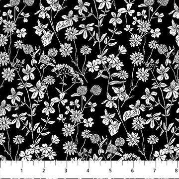 Nature's Sketchbook Meadow Flowers Black/White