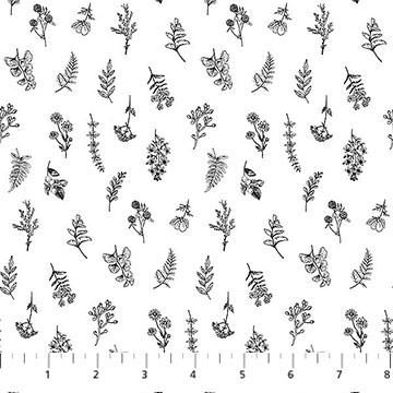 Nature's Sketchbook Mini Floral Toss White/Black