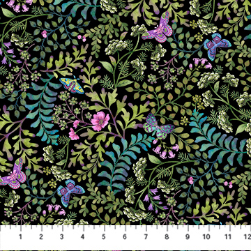 Nightshade Leaf & Moth Black Multi
