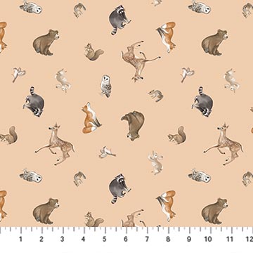 Tanglewood Tossed Animals Peach Multi