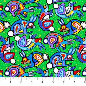 The Four Seasons Rabbits Green Multi