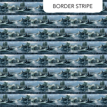Voyage - Naturescapes Border Stripe Blue Multi