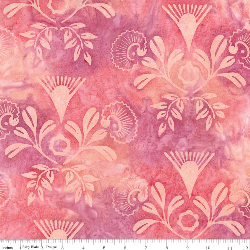 Batiks Damask Rose Primrose