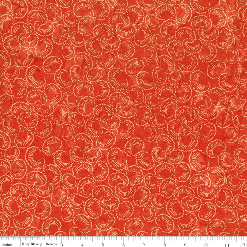 Batiks Damask Rose Persimmon