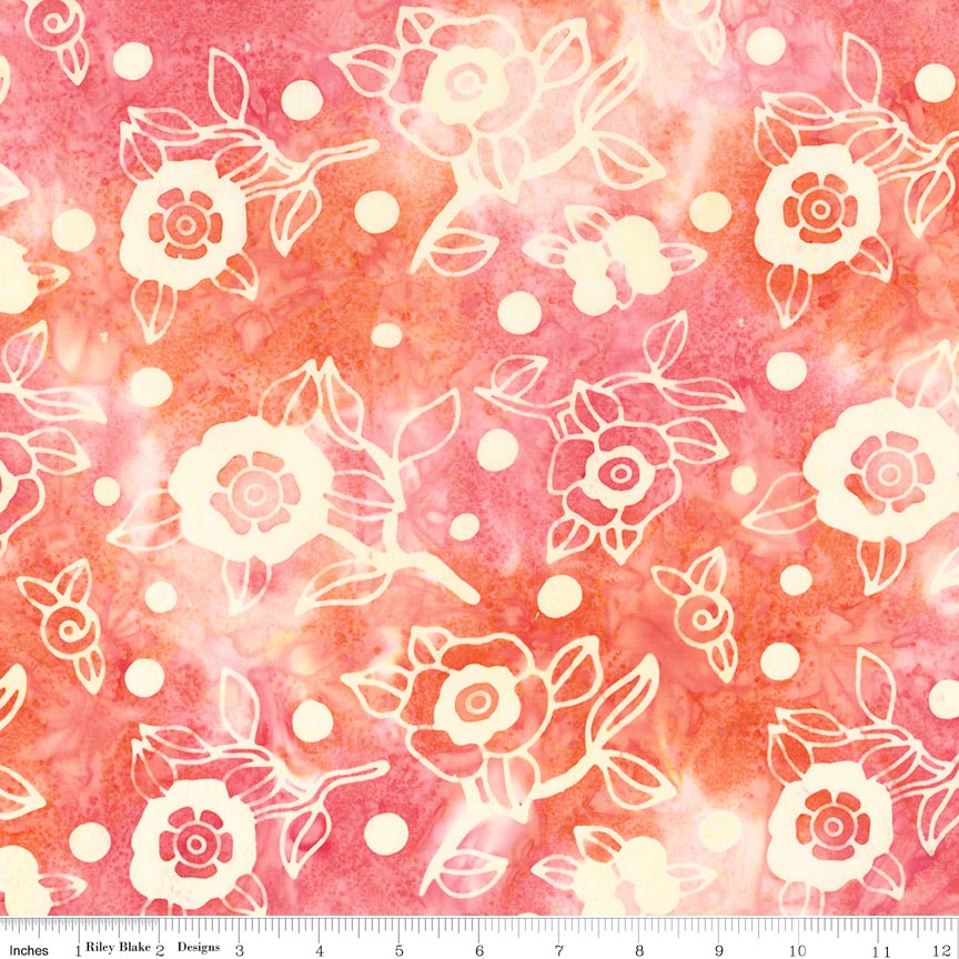 Batiks Damask Rose Soft Coral